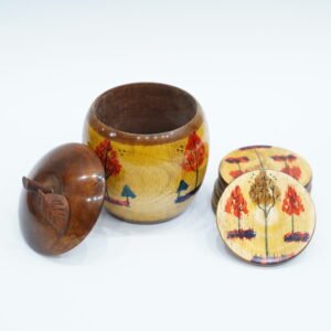 Apple-Shaped Wooden Tea Coaster – Stylish & Eco-Friendly