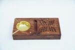 Artisan Wooden Incense Holder – Crafted Elegance with Brass Detail