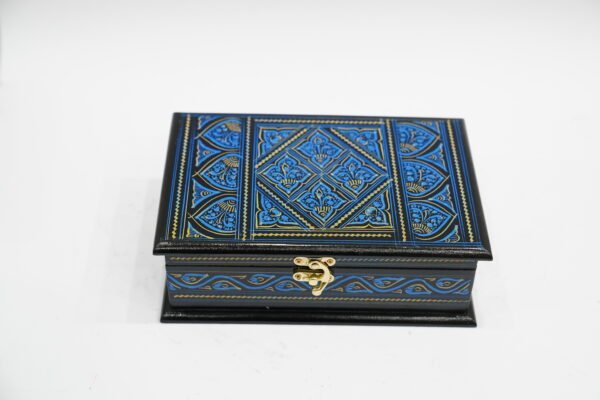 Elegant Blue Wooden Box for Storage and Display