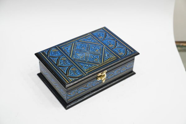 Elegant Blue Wooden Box for Storage and Display