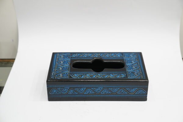 Stylish Blue Tissue Wooden Box for Elegant Storage