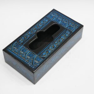 Stylish Blue Tissue Wooden Box for Elegant Storage
