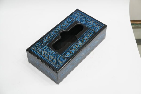 Stylish Blue Tissue Wooden Box for Elegant Storage