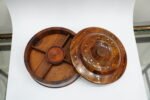 Elegant Round Wooden Box with Intricate Inlay Design