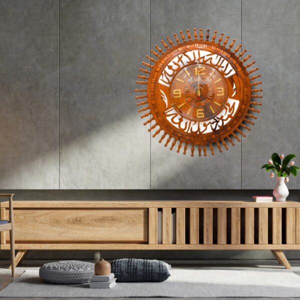 Handcrafted Wooden Wall Clock – Arabic Calligraphy